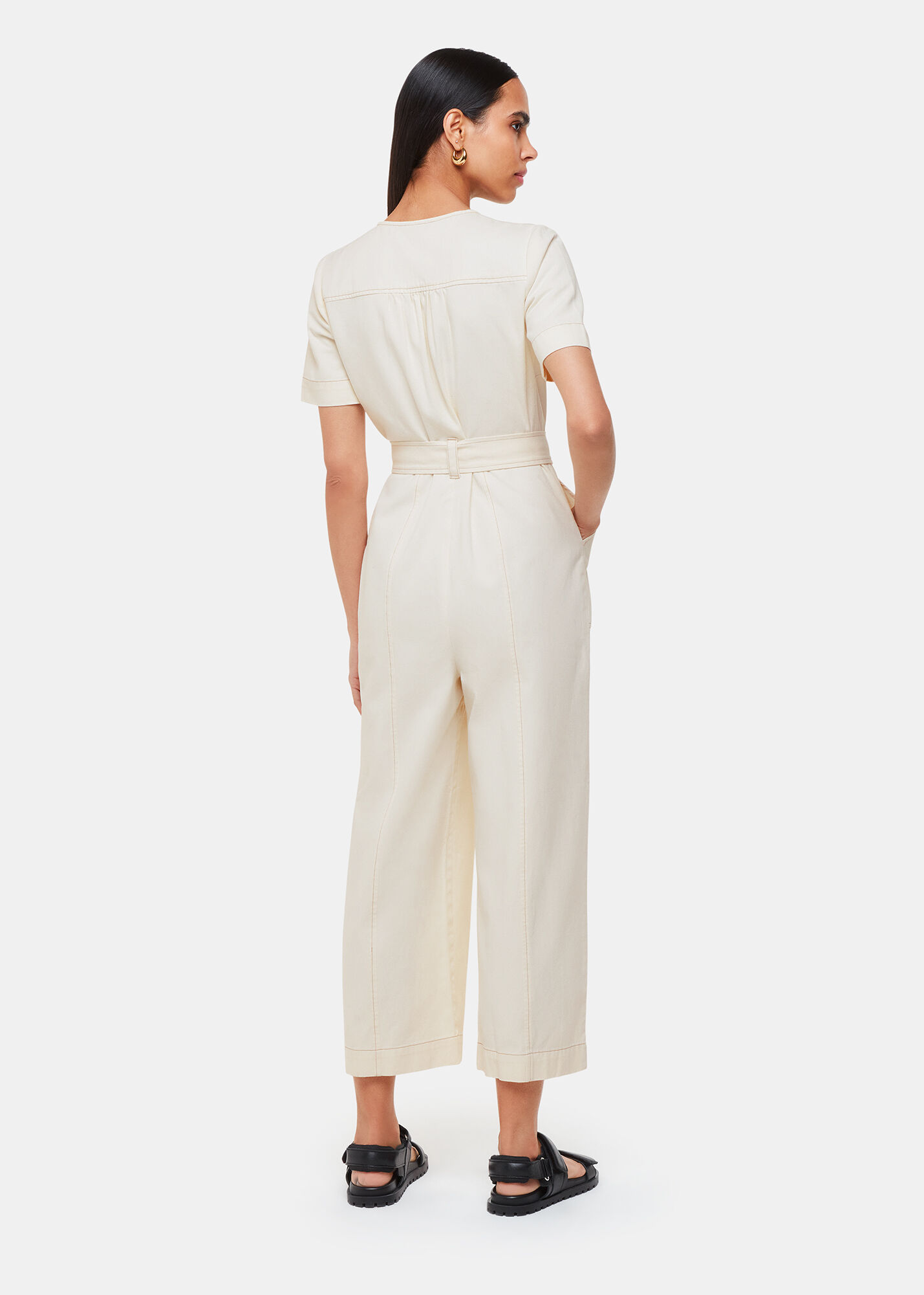 White short sleeve jumpsuit hotsell