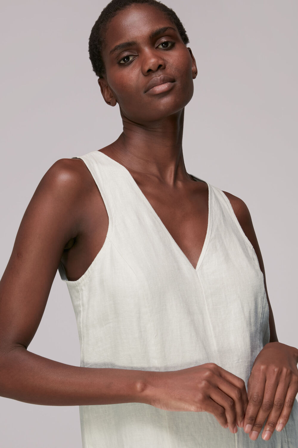 Linen V Neck Jumpsuit
