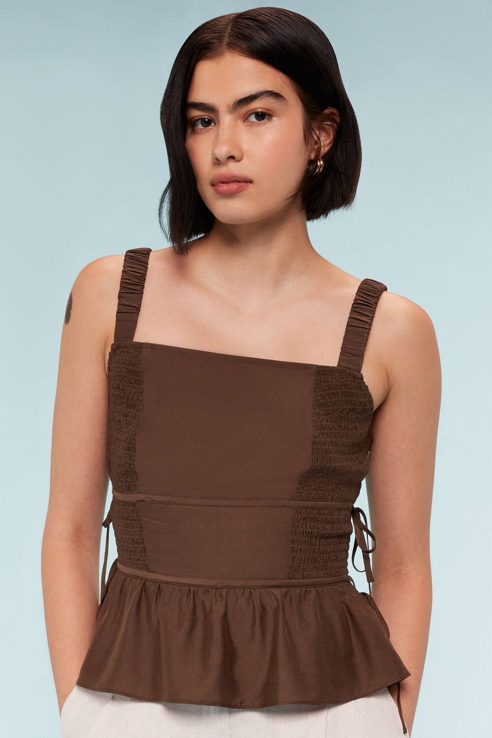 Tie Side Shirred Top