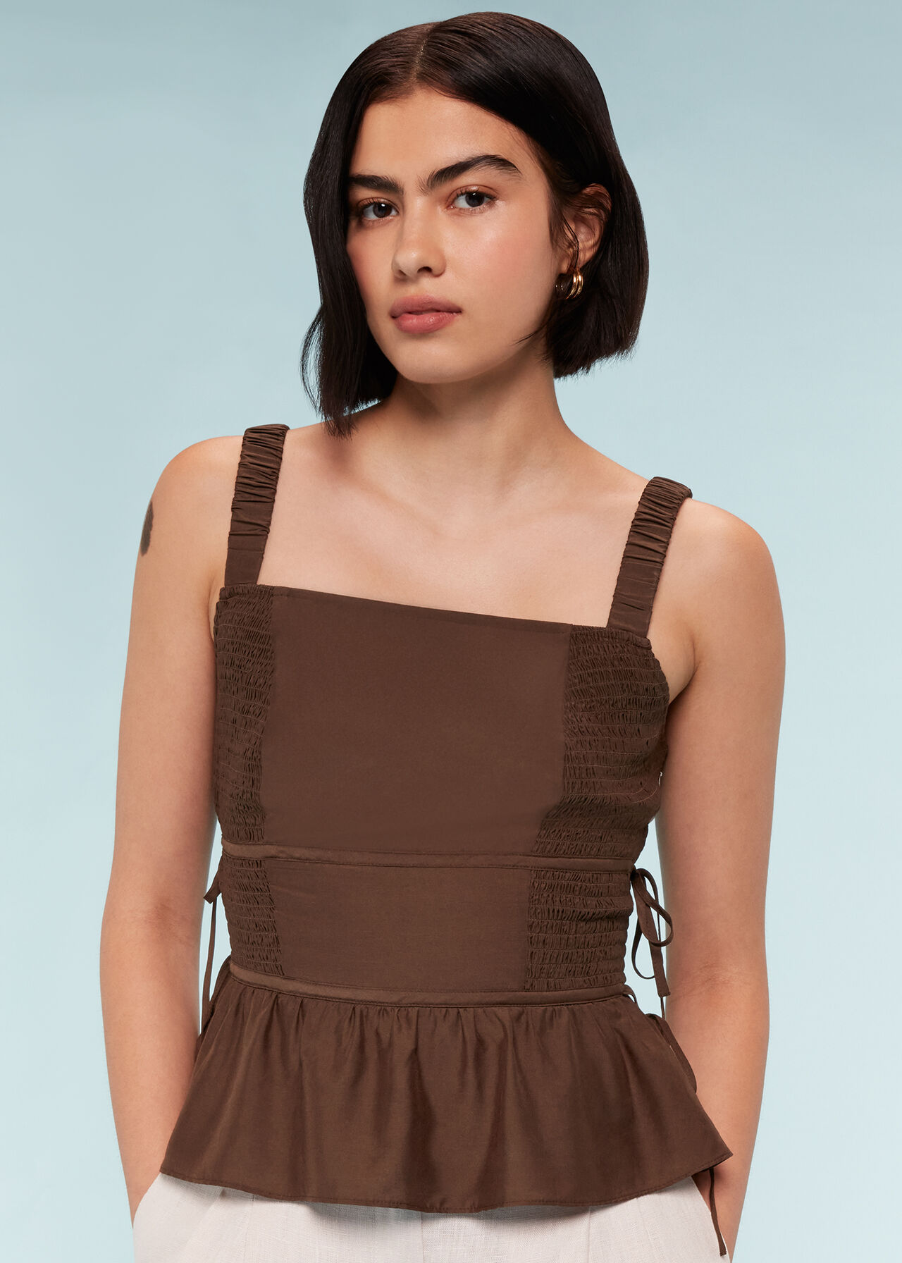 Tie Side Shirred Top