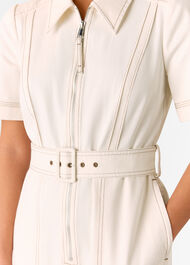 Petite Denim Pintuck Belted Jumpsuit