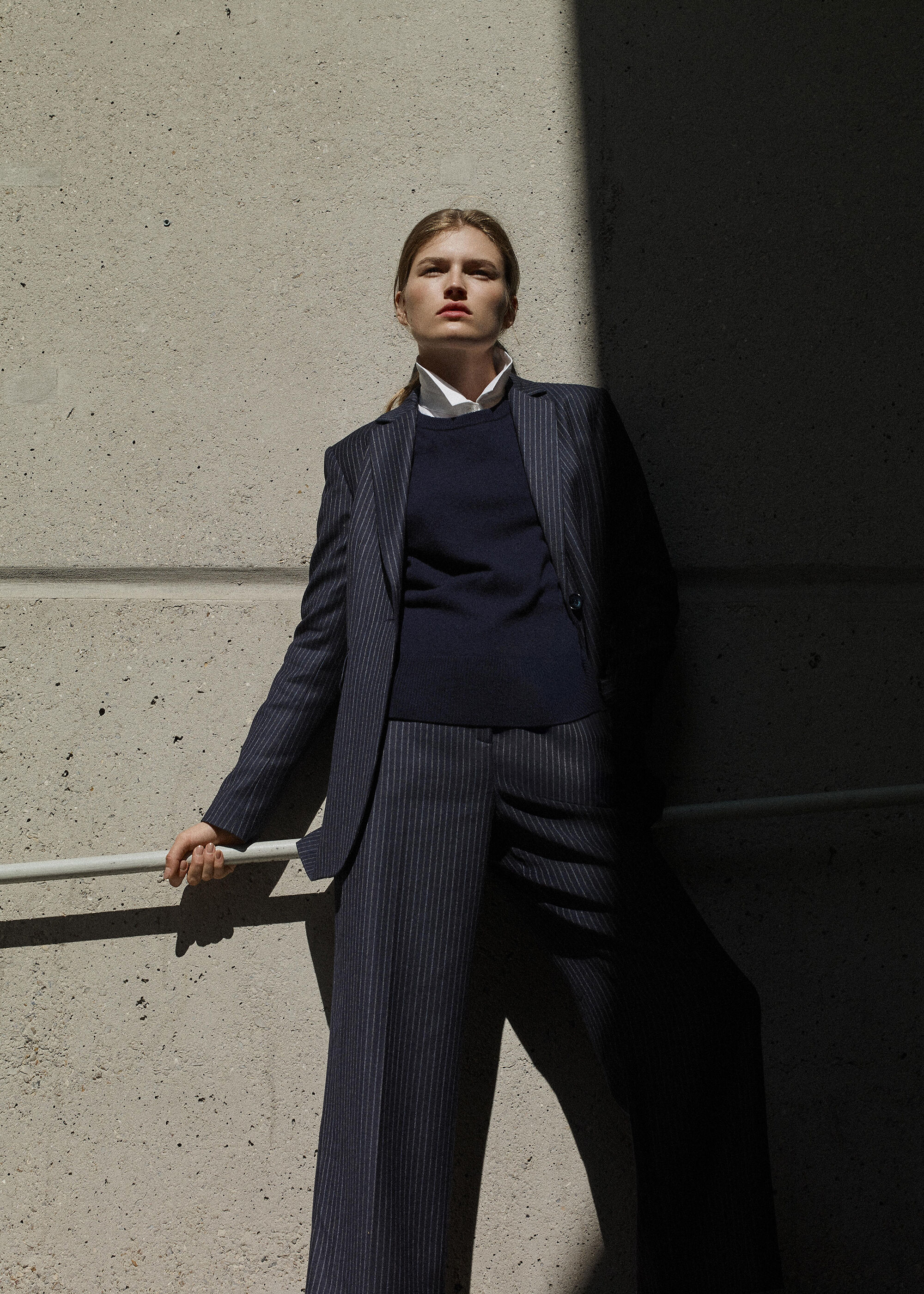 Navy/Multi Sonia Pinstripe Trouser | WHISTLES | Whistles US |