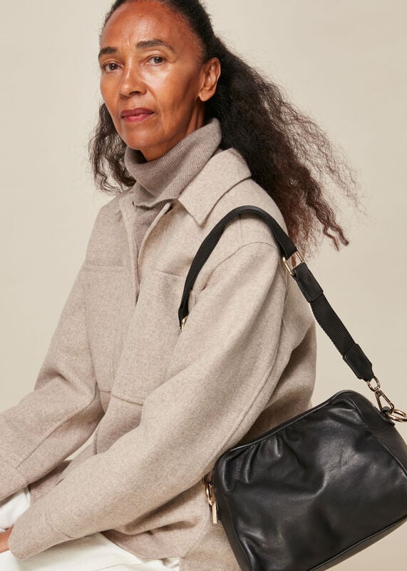 Black Leonie Gathered Shoulder Bag