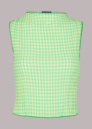 Houndstooth Gingham Plisse Top