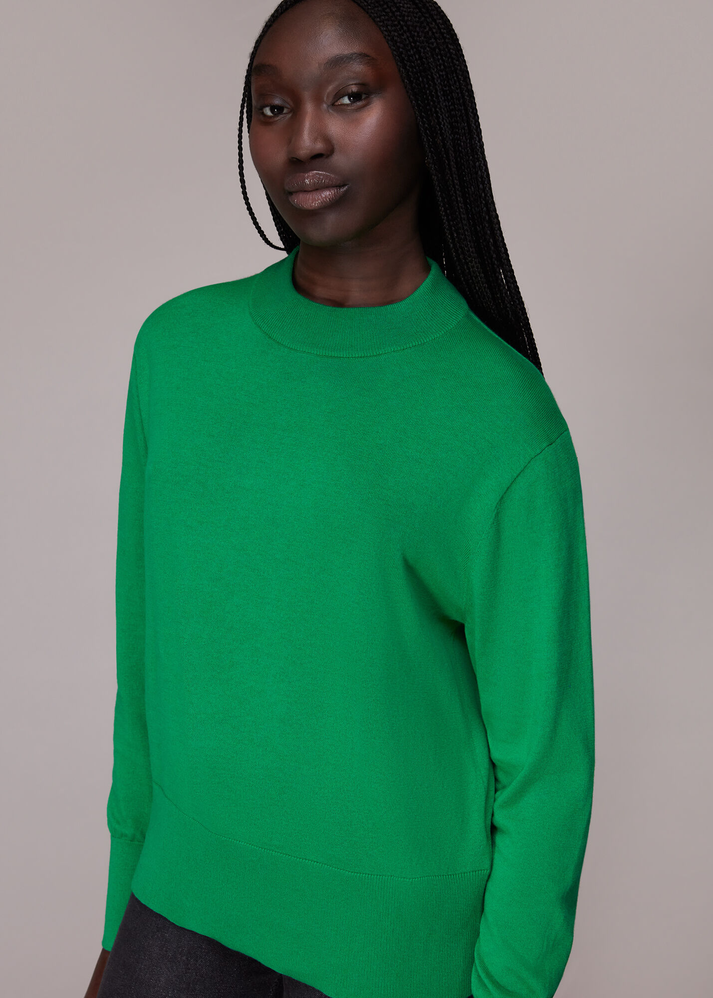 Loose Green Stripped V-neck Sweater