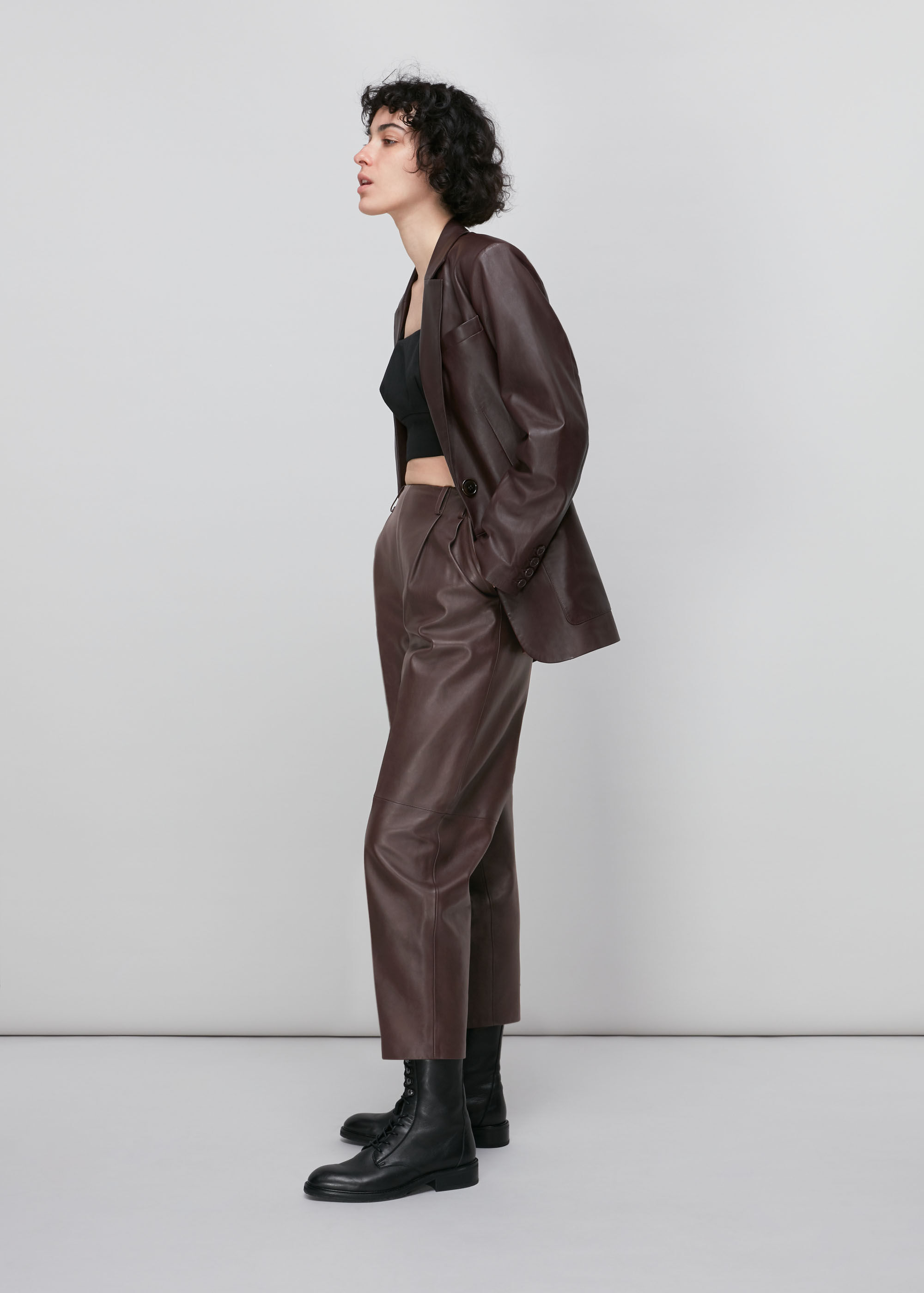 Riani Leather Trousers brown  Dressforless