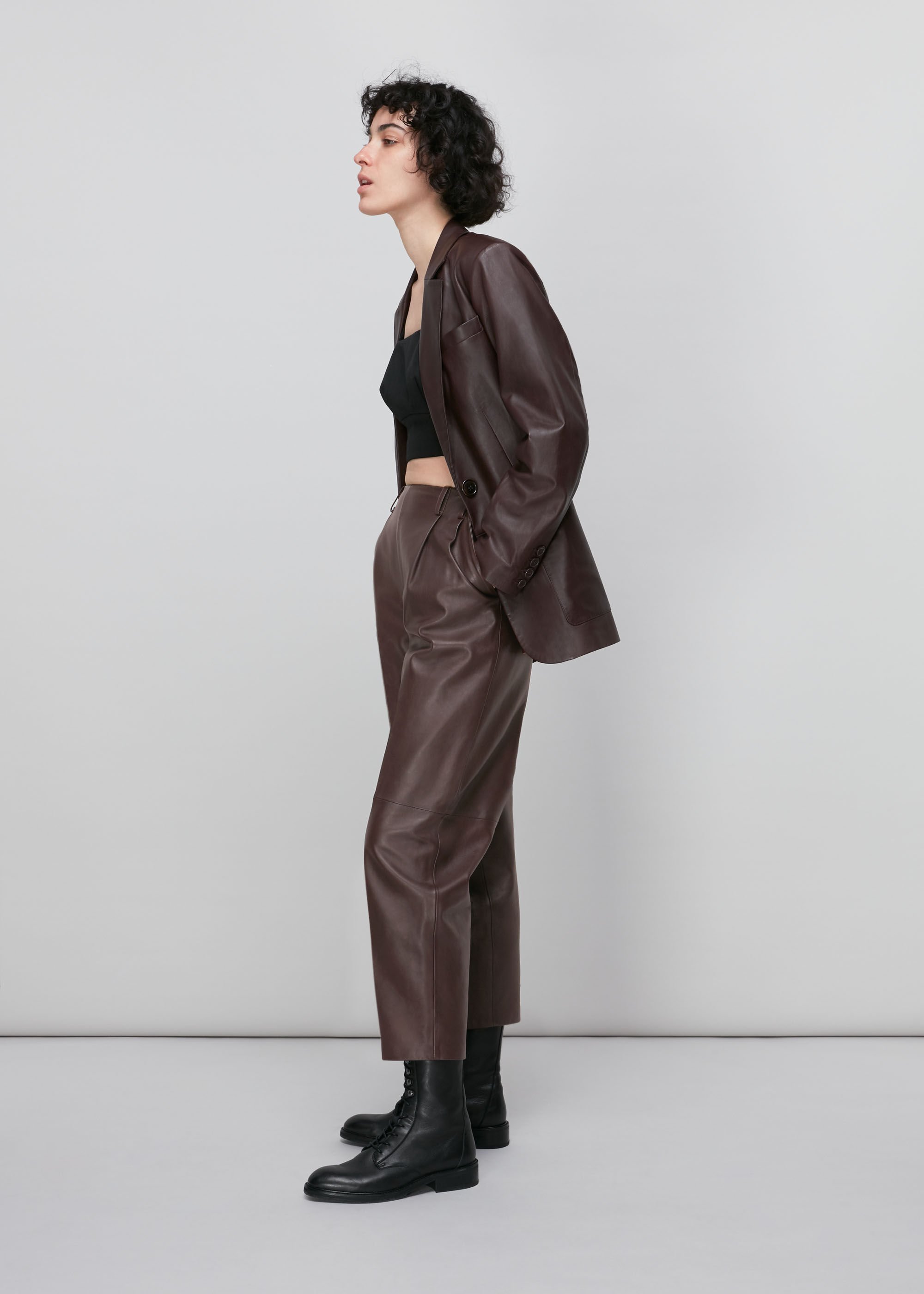 Leather 2025 tapered trousers