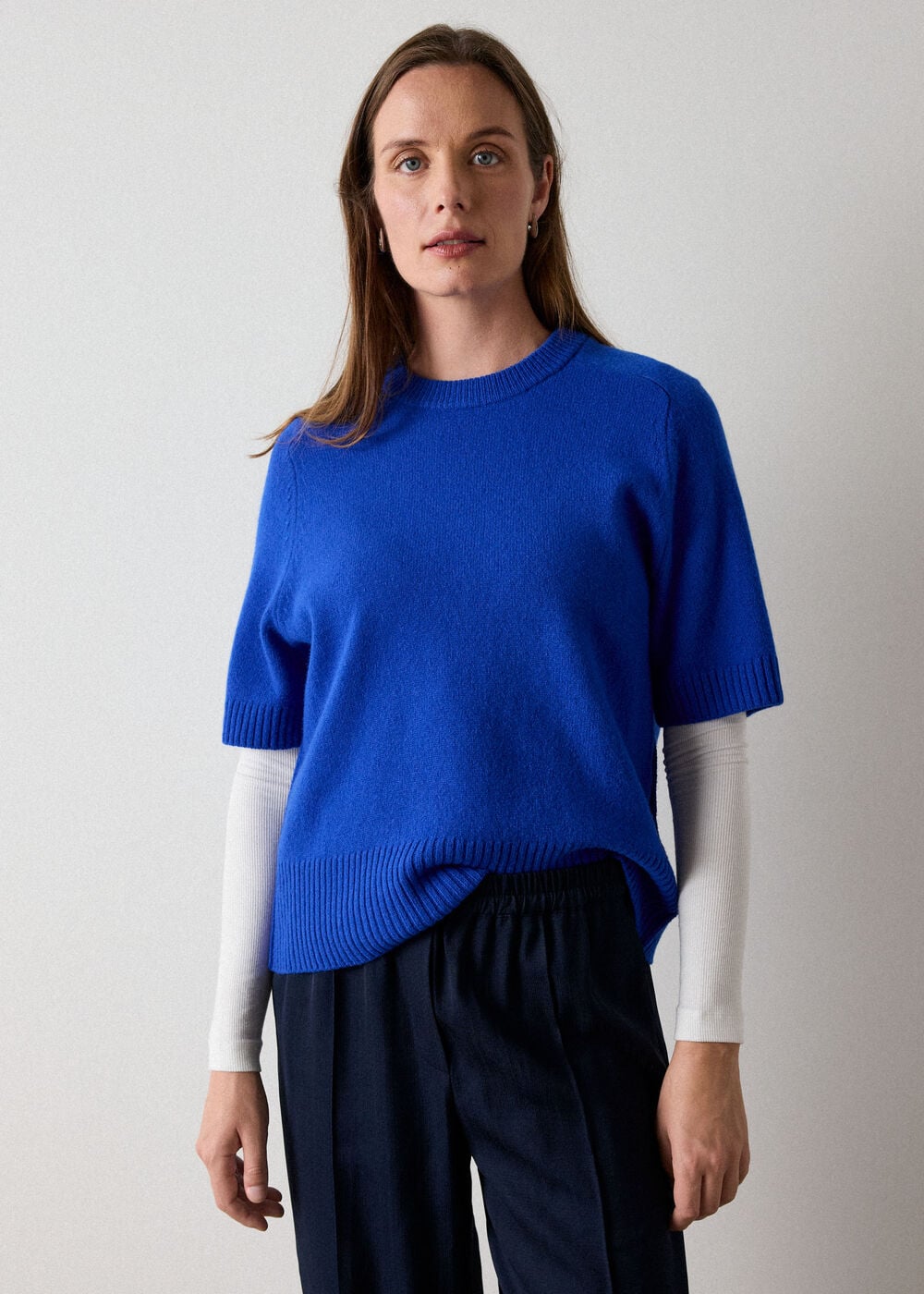 Blue Wool Knitted Tee