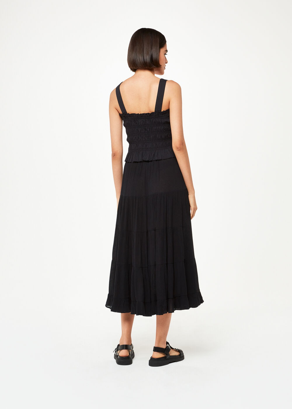Button Front Crinkle Skirt