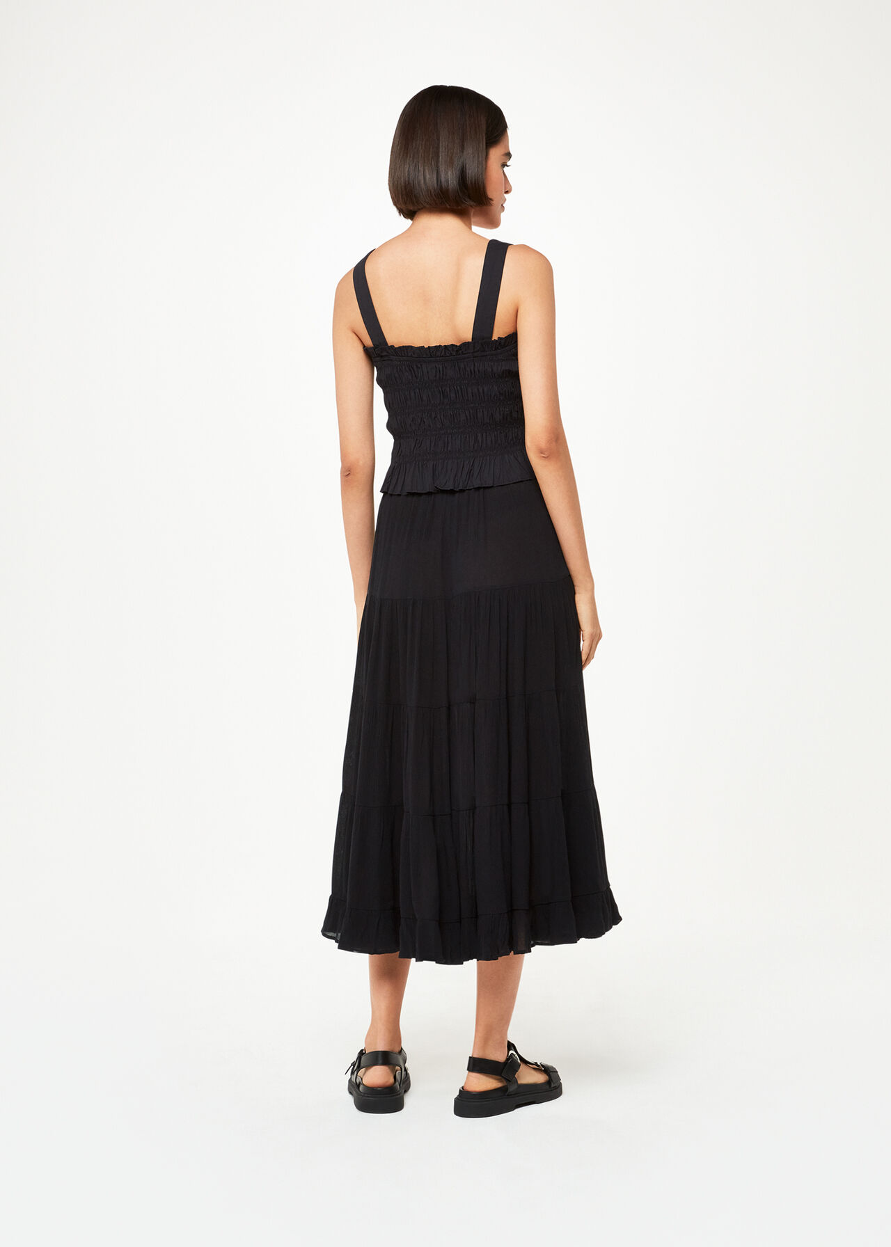 Button Front Crinkle Skirt
