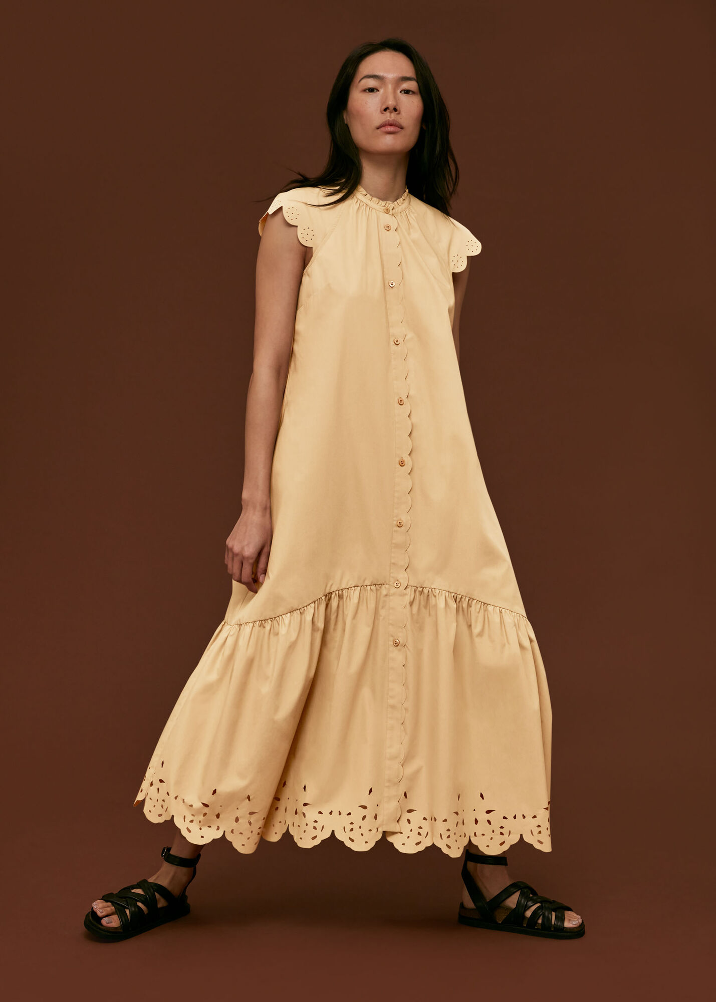 Neutral Elsie Broderie Shirt Dress WHISTLES Whistles UK