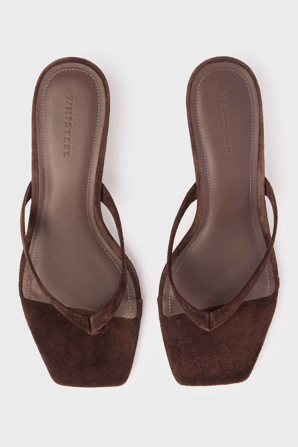 Chocolate Suede Toe Post Heeled Mule