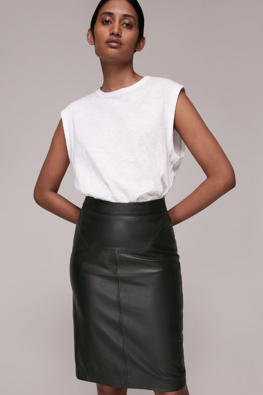 Kel Leather Pencil Skirt
