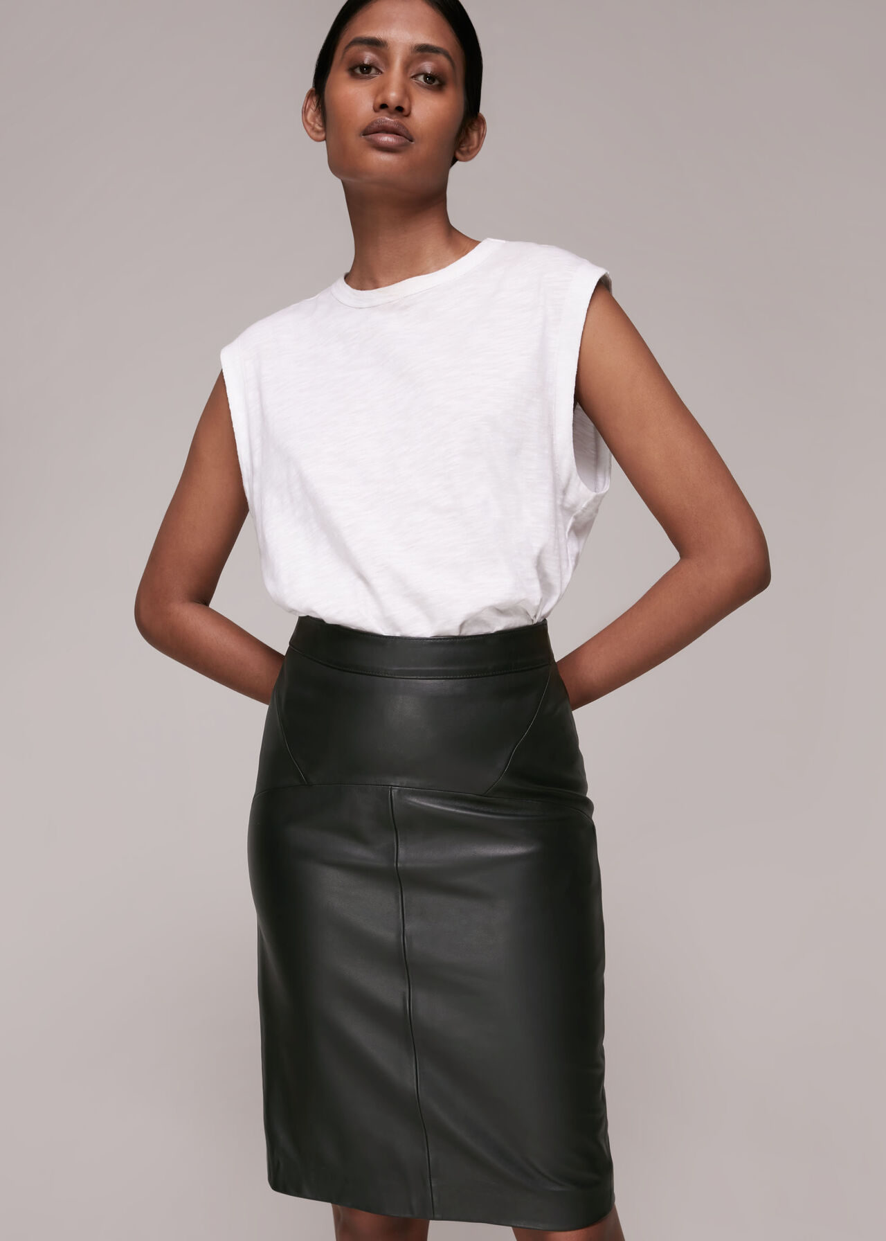 Black Kel Leather Pencil Skirt, WHISTLES