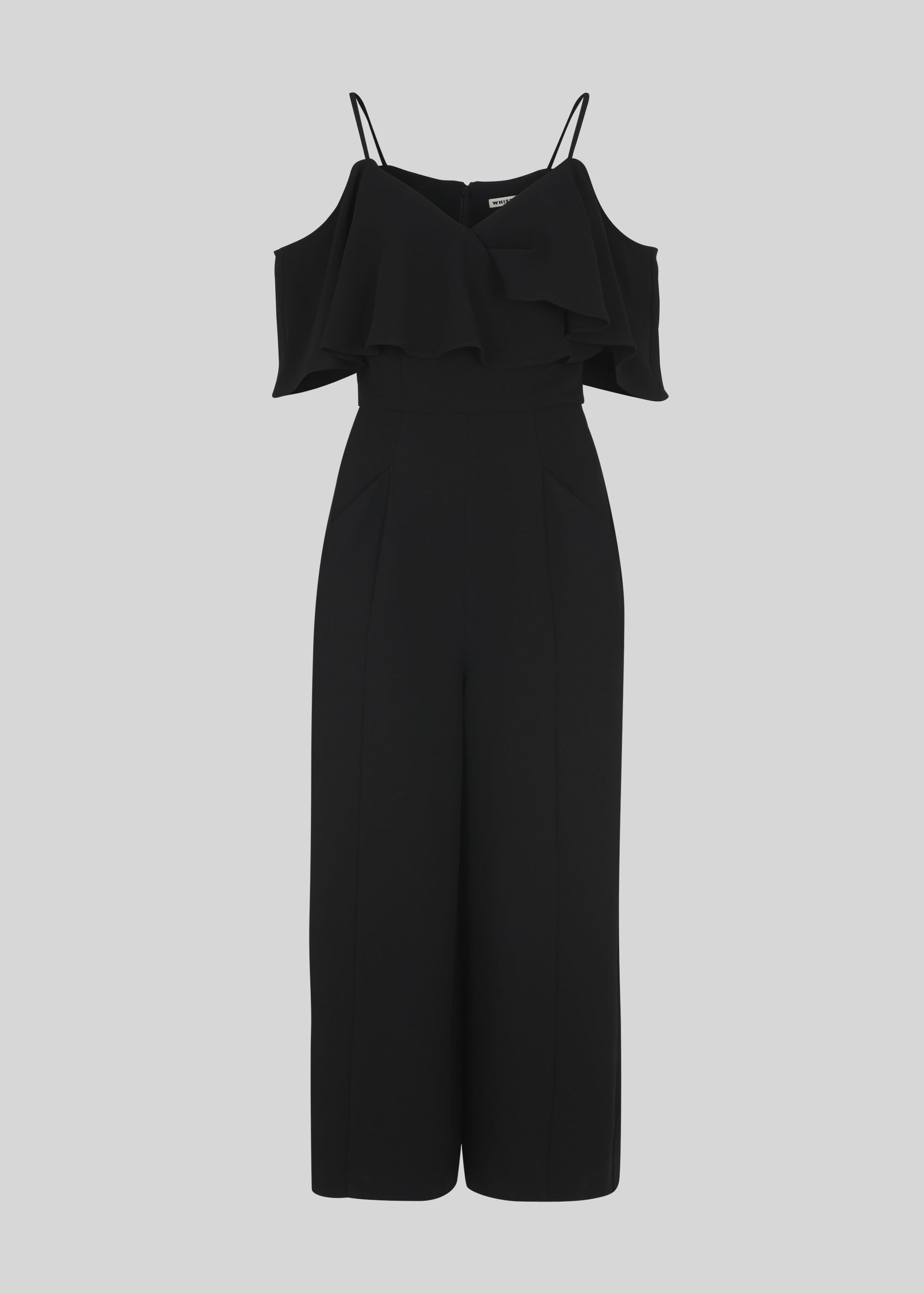 Black Camila Crepe Wrap Jumpsuit WHISTLES Whistles UK