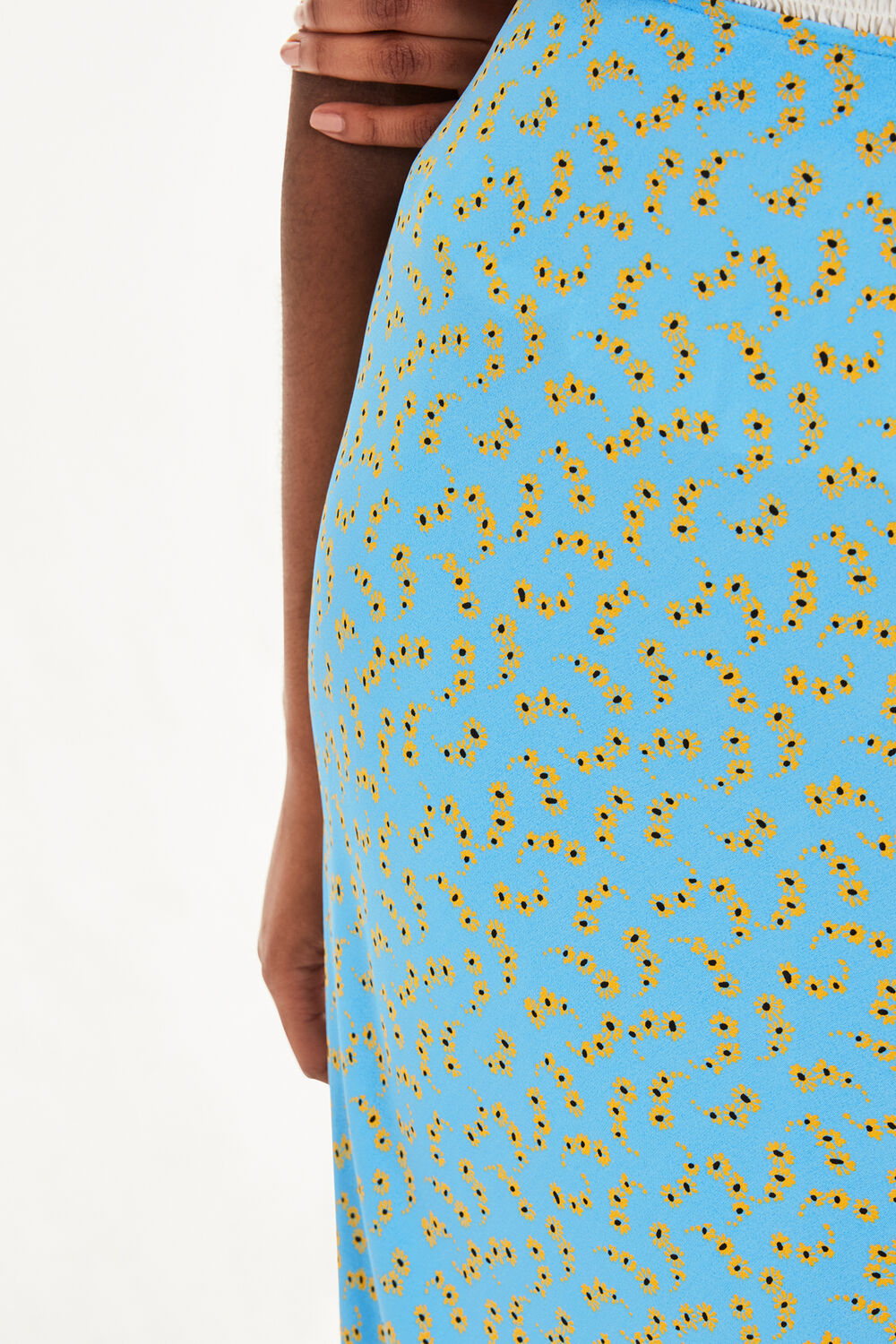 Floral Crescent Bias Cut Skirt