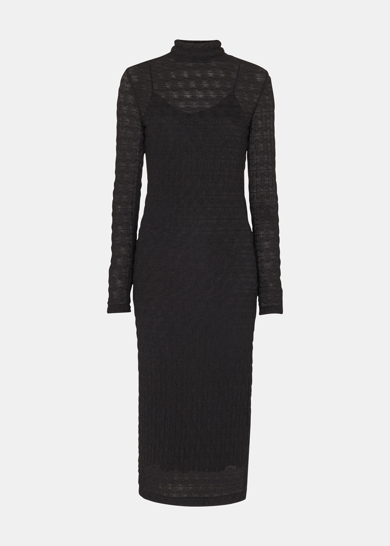 Black Textured Long Sleeve Dress | WHISTLES