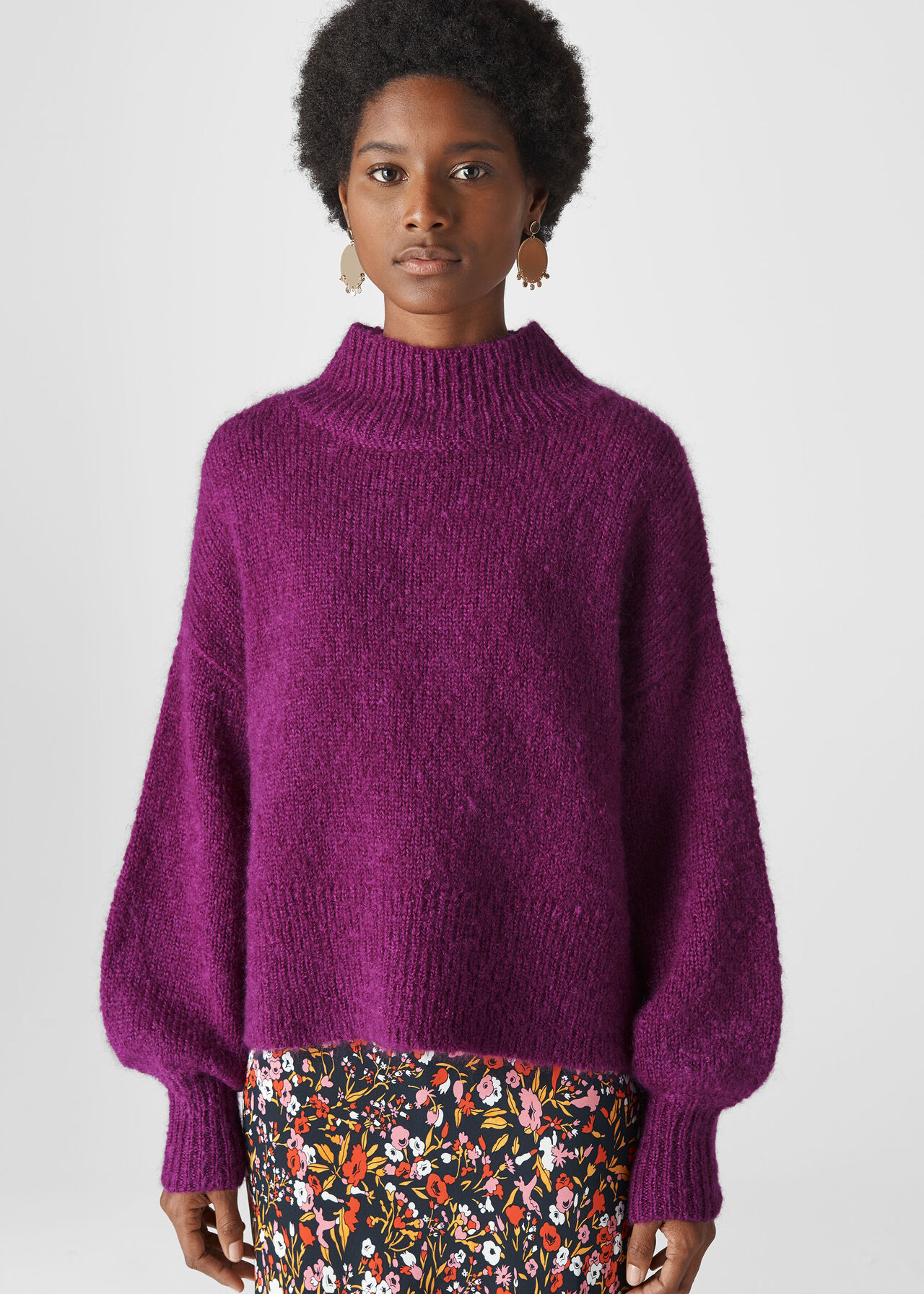 Blouson Sleeve Sweater Purple