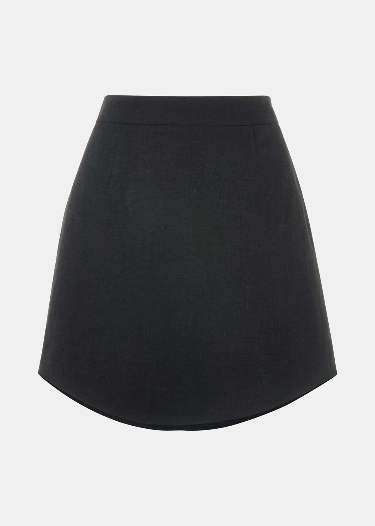 Black Curved Hem Linen Skirt WHISTLES