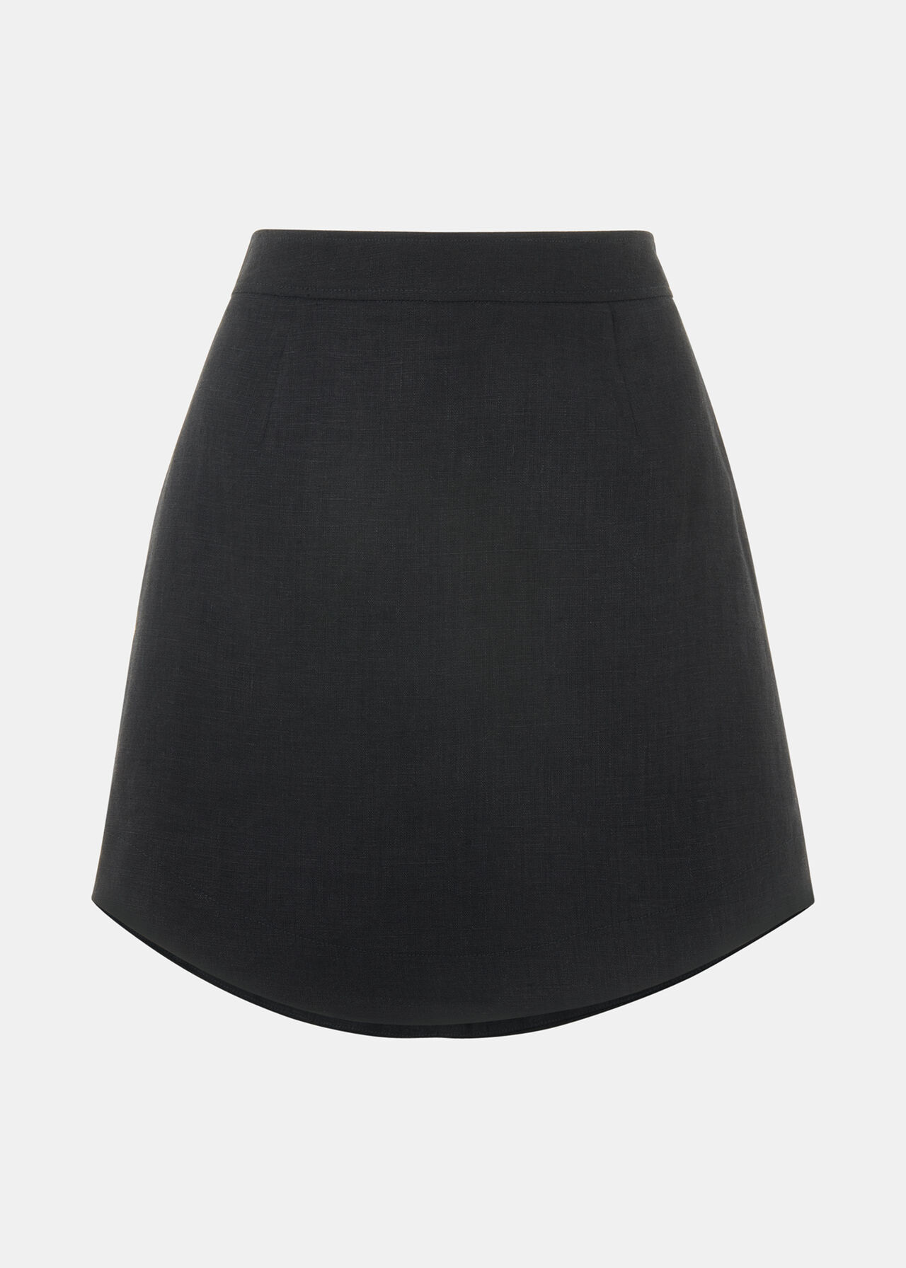 Black Curved Hem Linen Skirt | WHISTLES