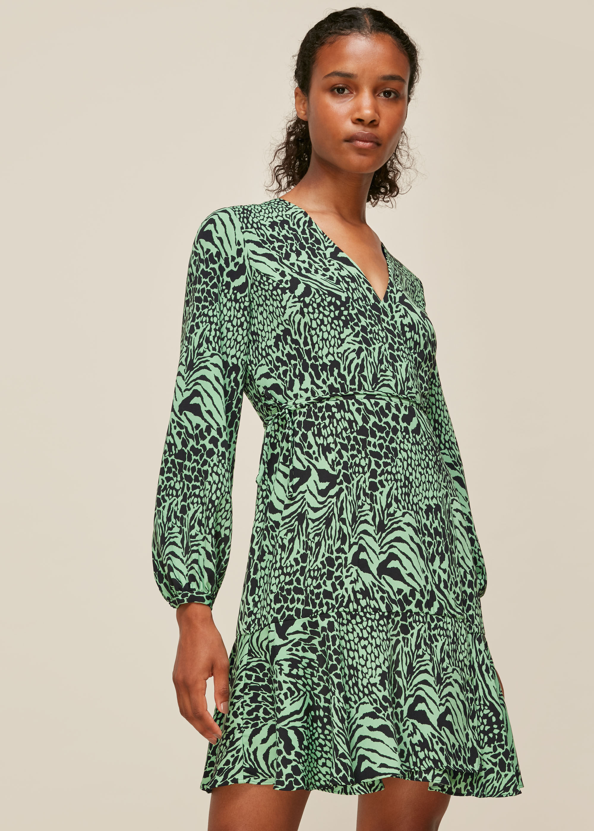 whistles exclusive animal print wrap dress