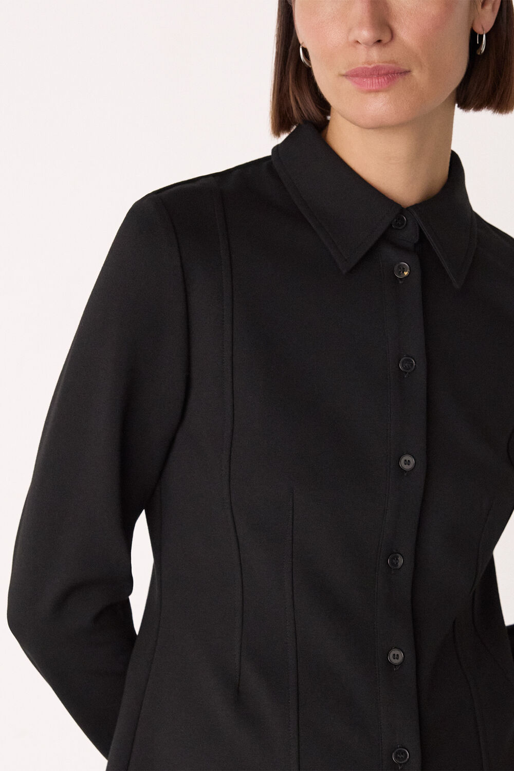 Black Seam Detail Ponte Shirt
