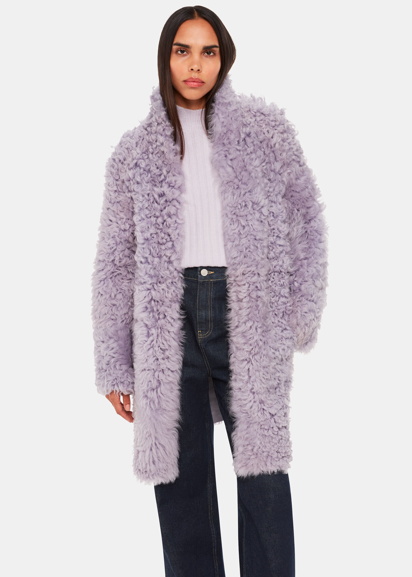 Whistles lilac sales faux fur coat
