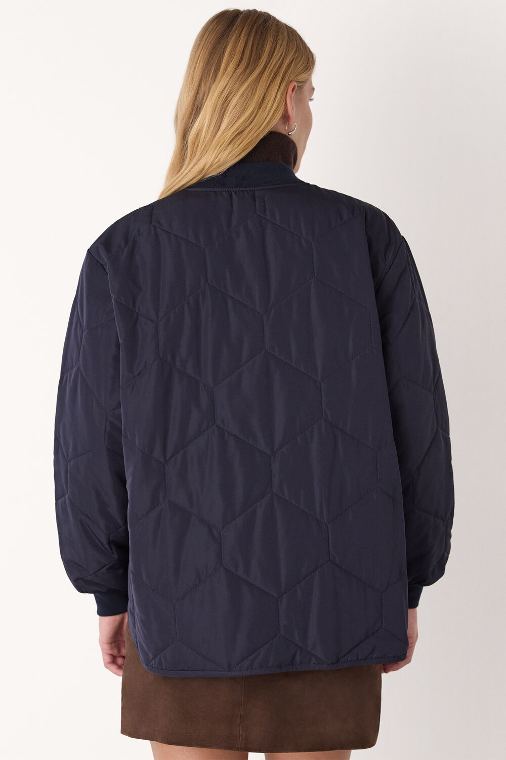 Navy Ida Short Quilted Coat