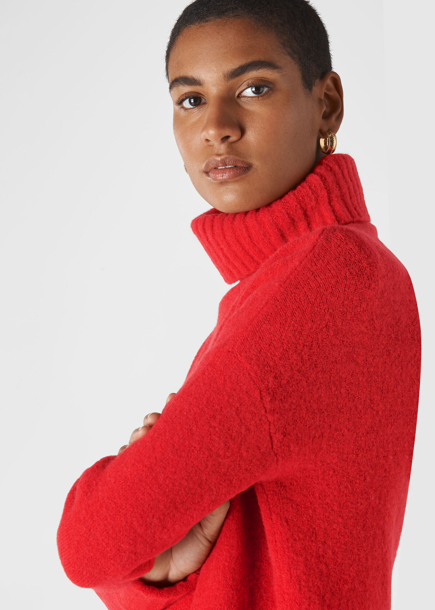 Red Oversized Roll Neck | WHISTLES