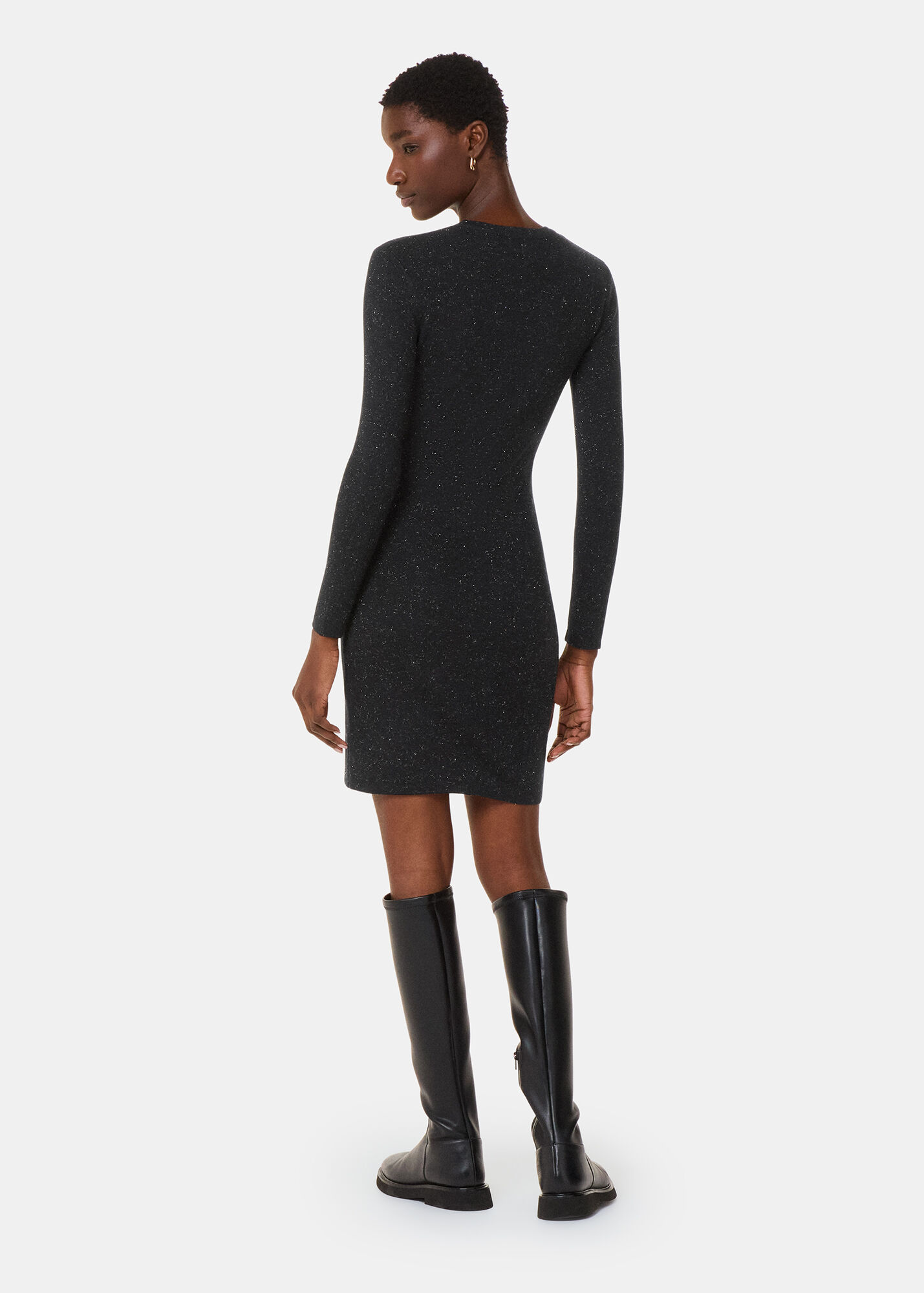 Short black dress with knee high boots new arrivals