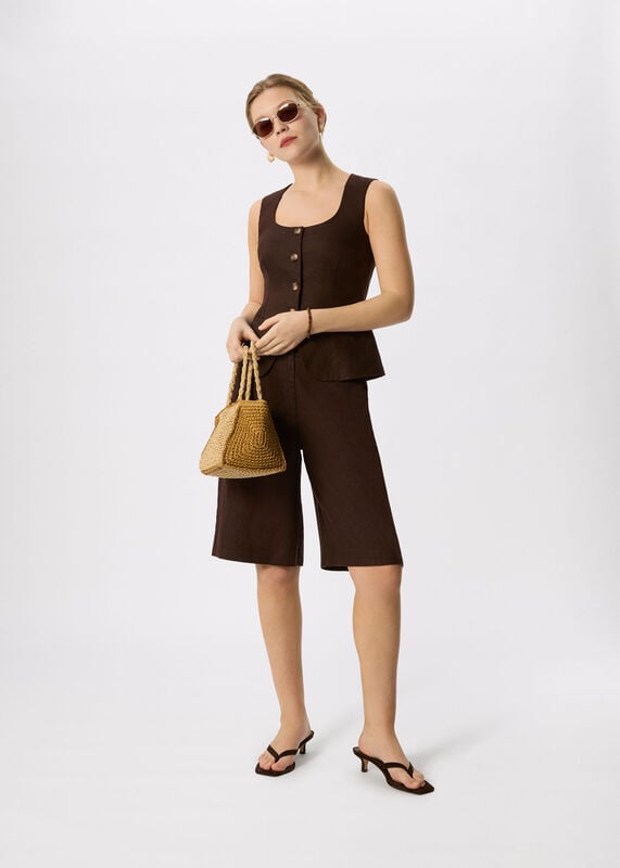 Brown Linen Waistcoat
