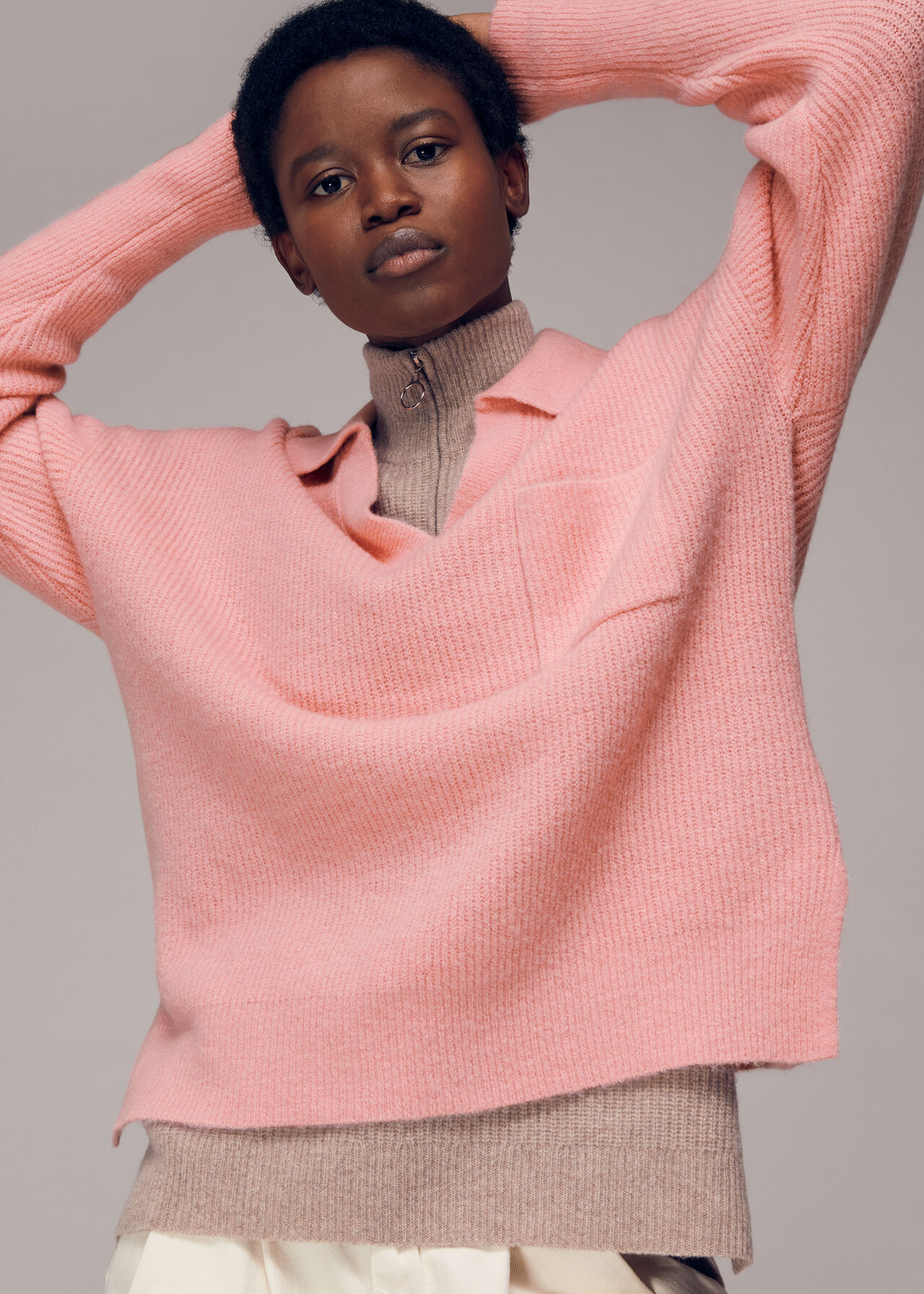 Rib Collar Sweater