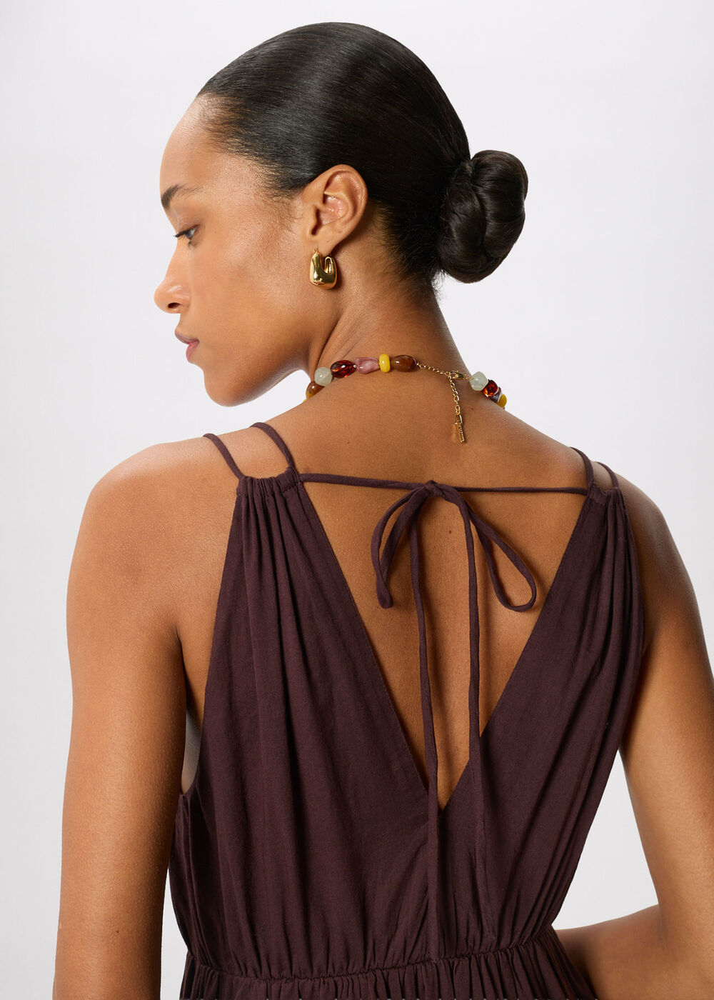 Cotton Maxi V Neck Sundress