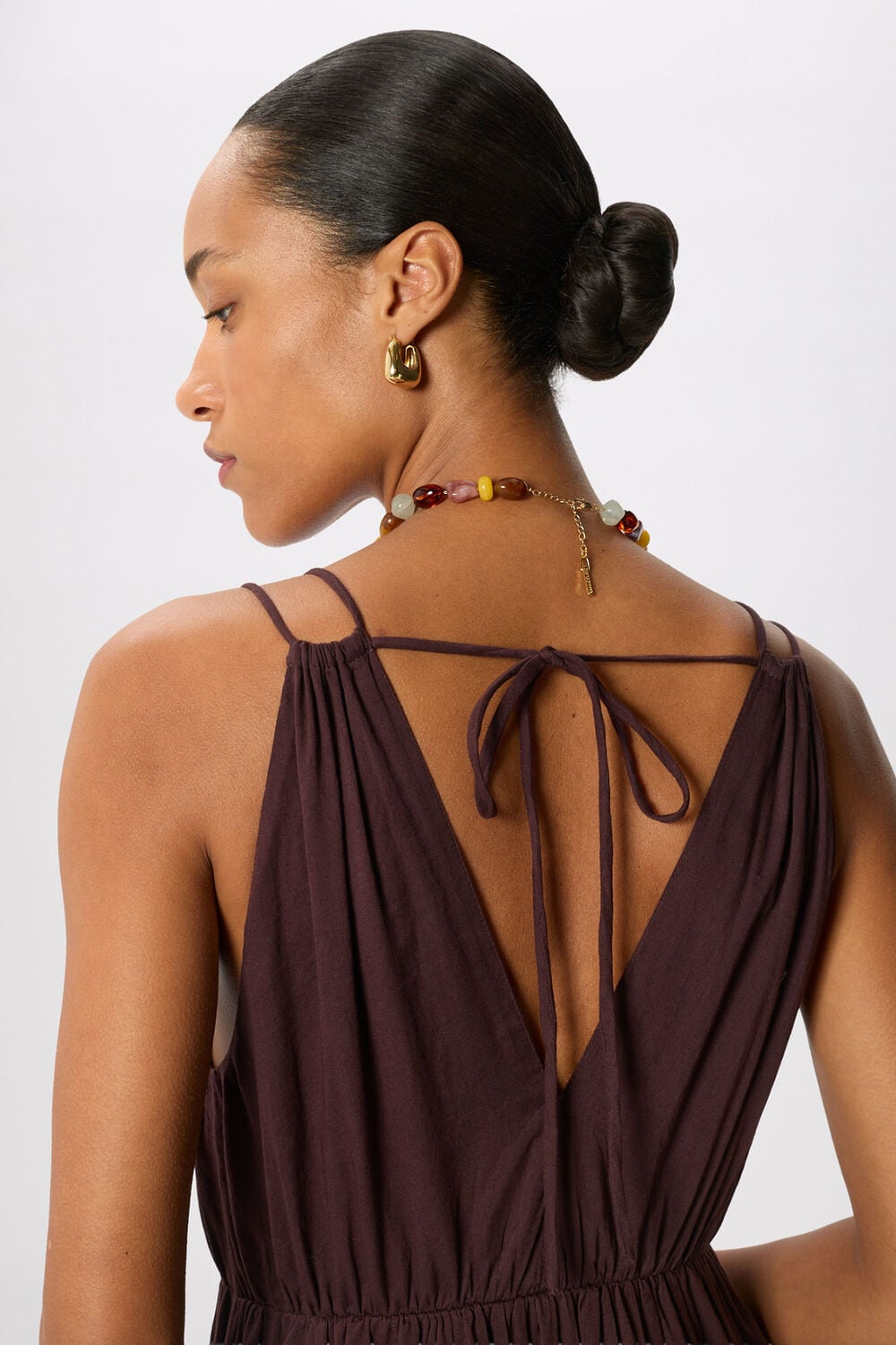 Cotton Maxi V Neck Sundress