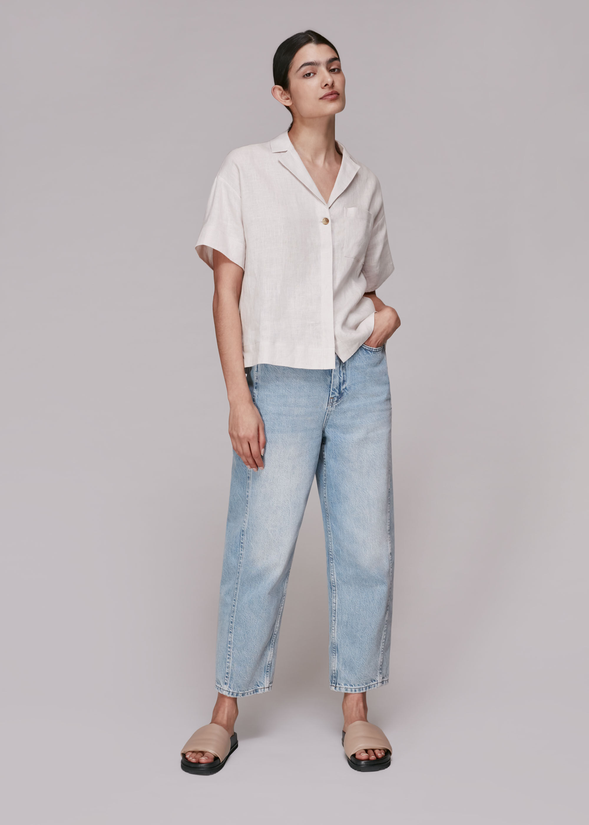 Stone Karla Linen Shirt | WHISTLES 