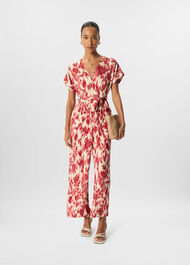 Blurred Floral Tie Jumpsuit