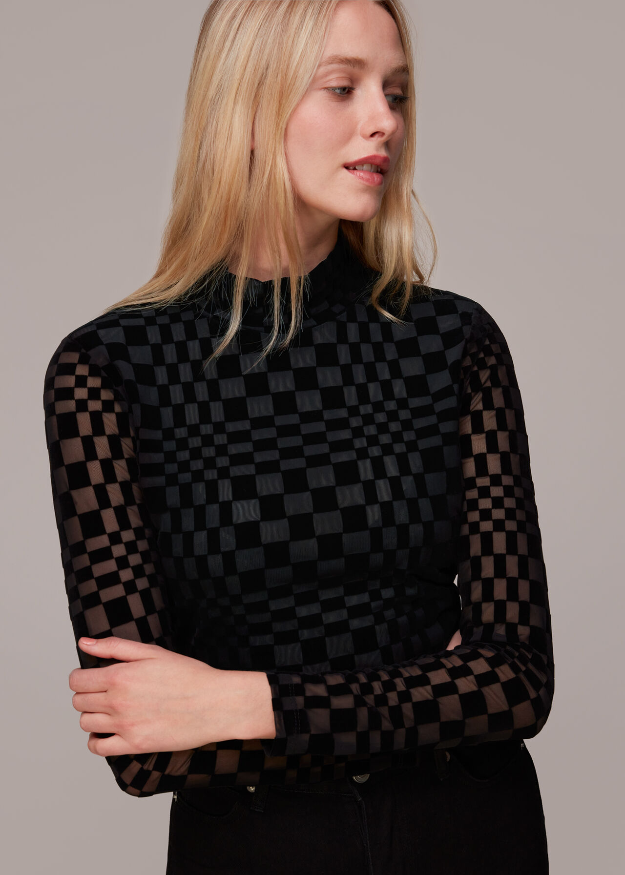 Illusion Checked Mesh Top