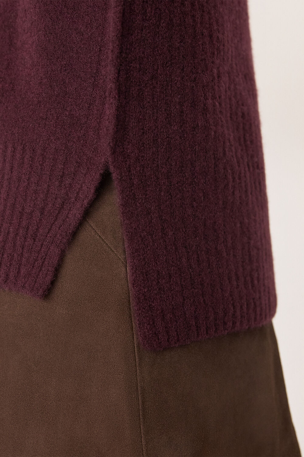 Burgundy Roll Neck Wool Mix Jumper