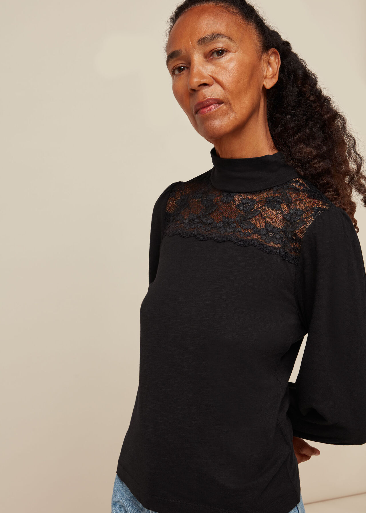 Black Lace Insert Top, WHISTLES