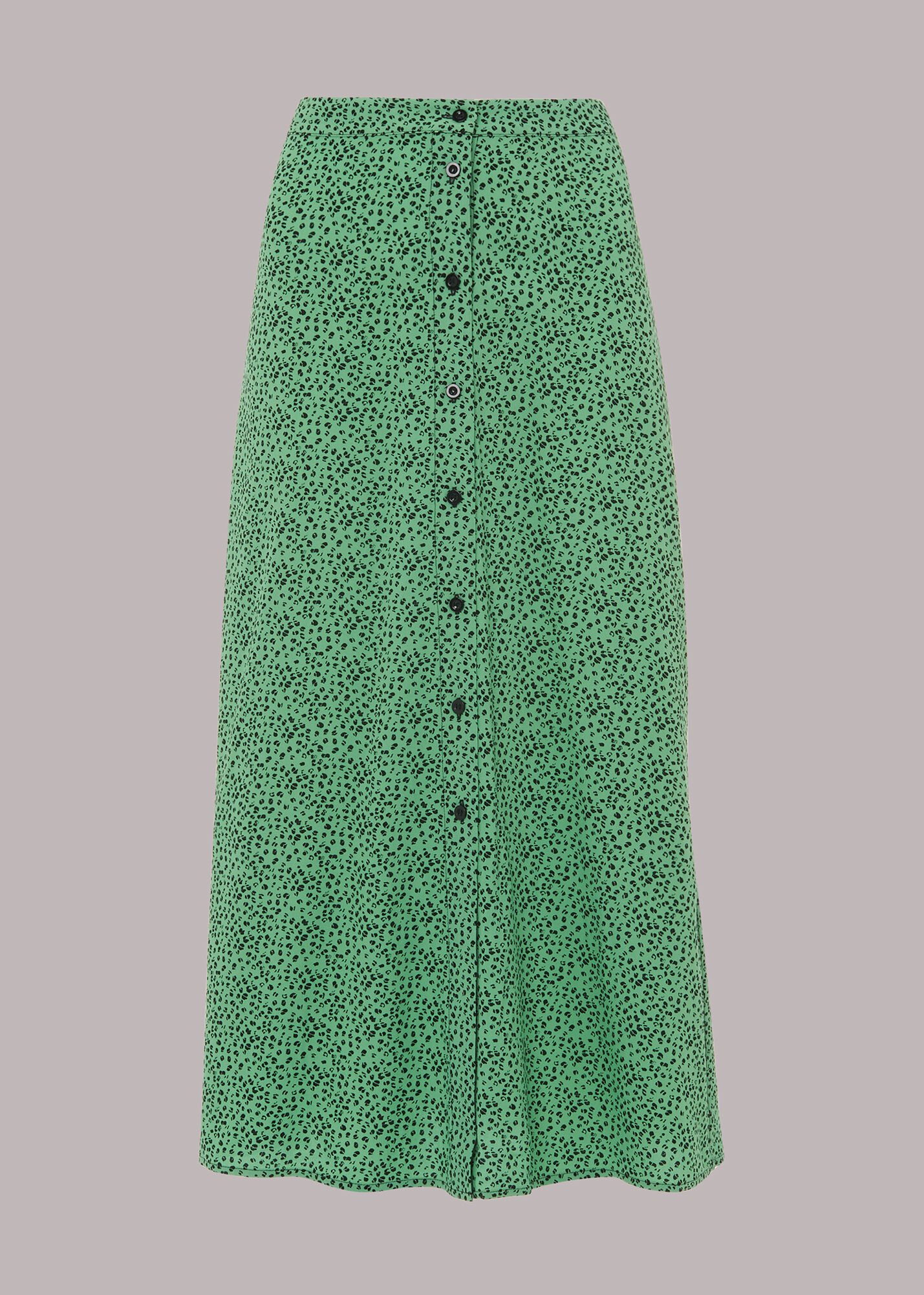 Green Multi Ink Leopard Button Front Skirt WHISTLES