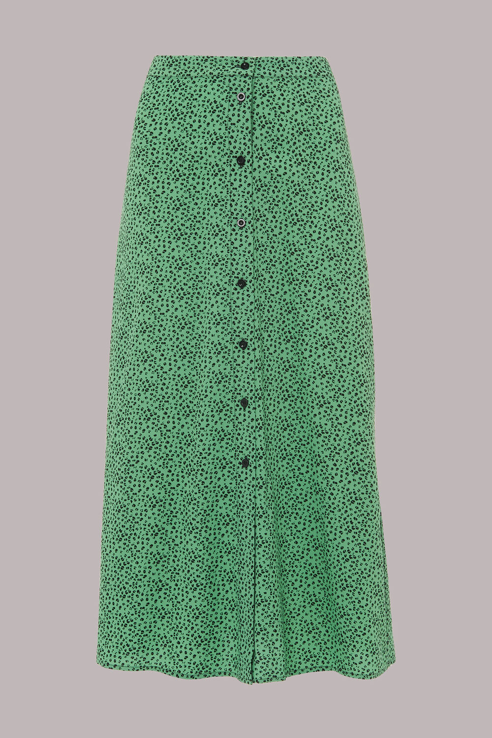Ink Leopard Button Front Skirt