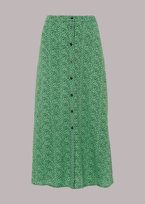 Ink Leopard Button Front Skirt