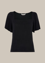 Angel Sleeve Cupro Top Black