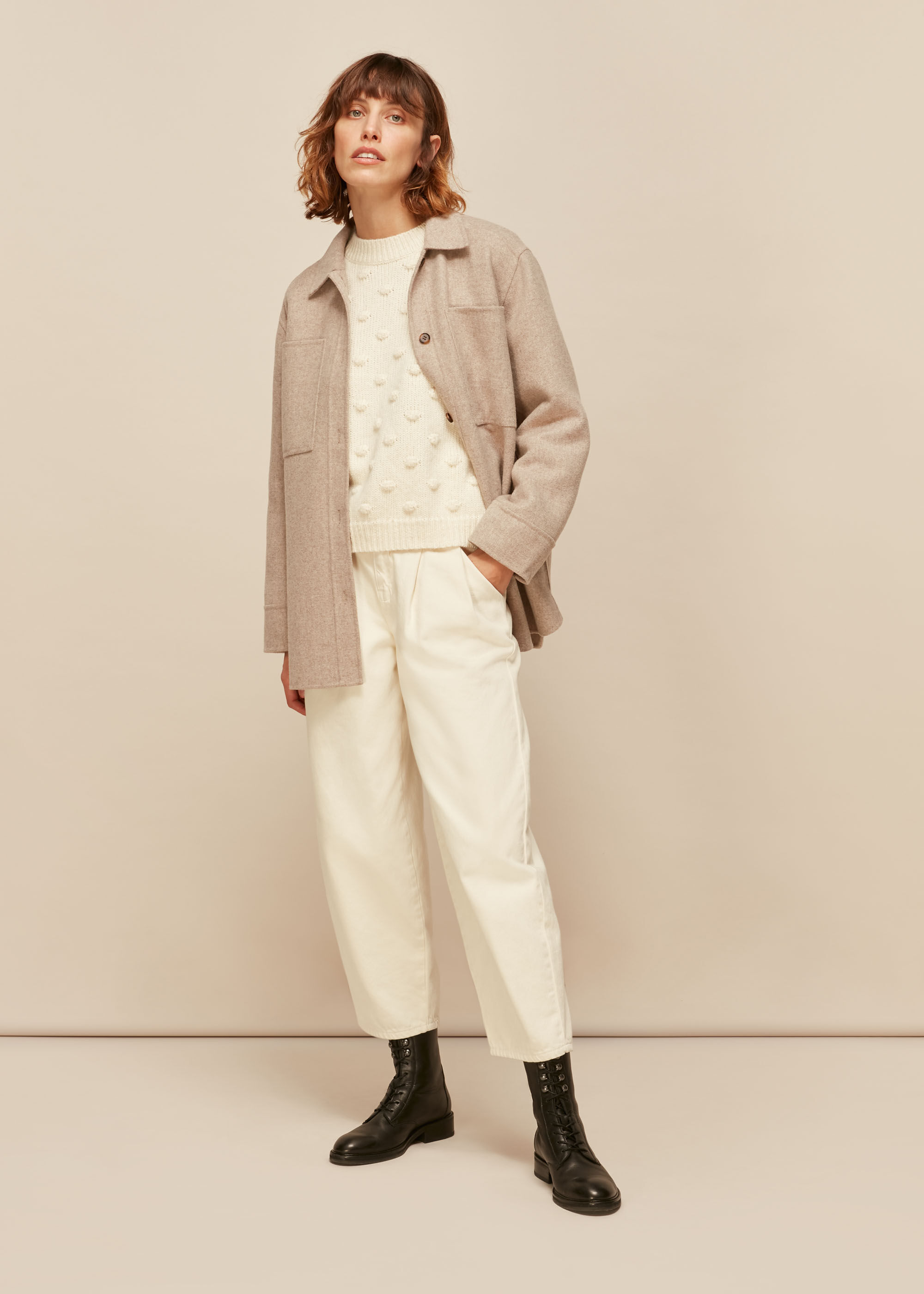 Ivory Bobble Knitted Jumper | WHISTLES | Whistles US |