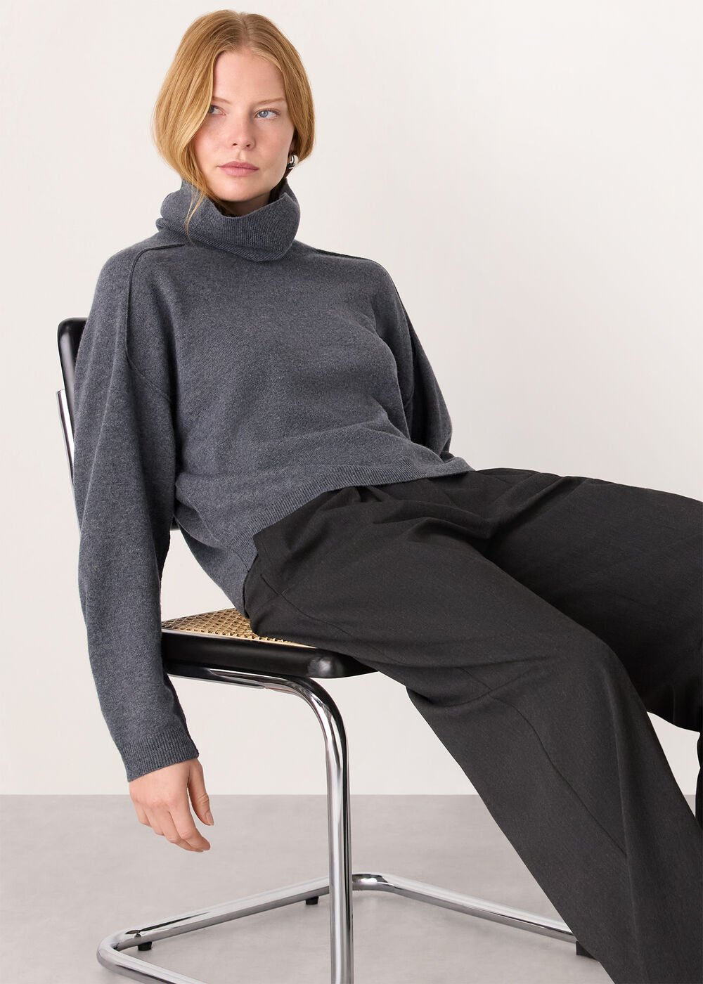 Wool Cowl Neck Knit Jumper