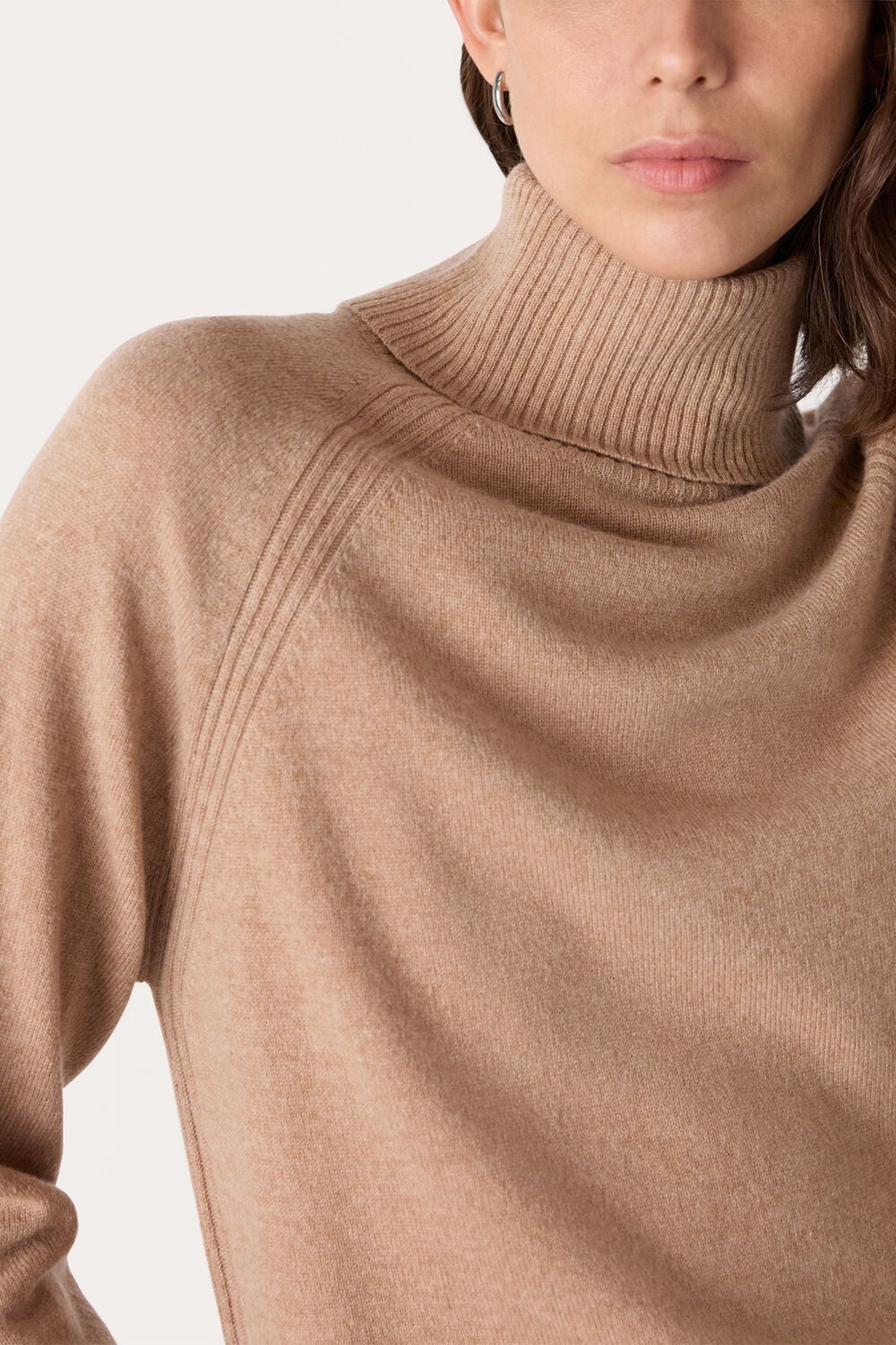 Camel Cashmere Turtleneck Sweater