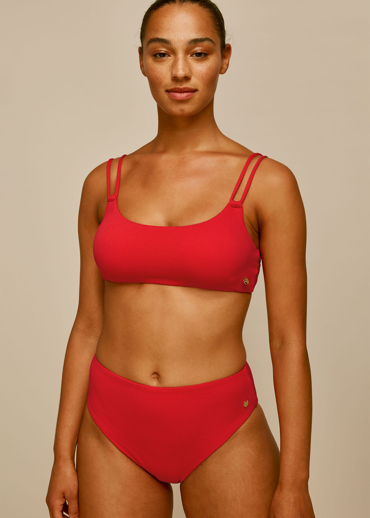 Double Strap Bikini Top Red