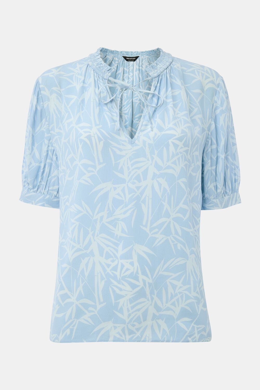 Bamboo Leaves Tie Neck Blouse