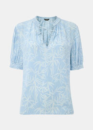 Bamboo Leaves Tie Neck Blouse