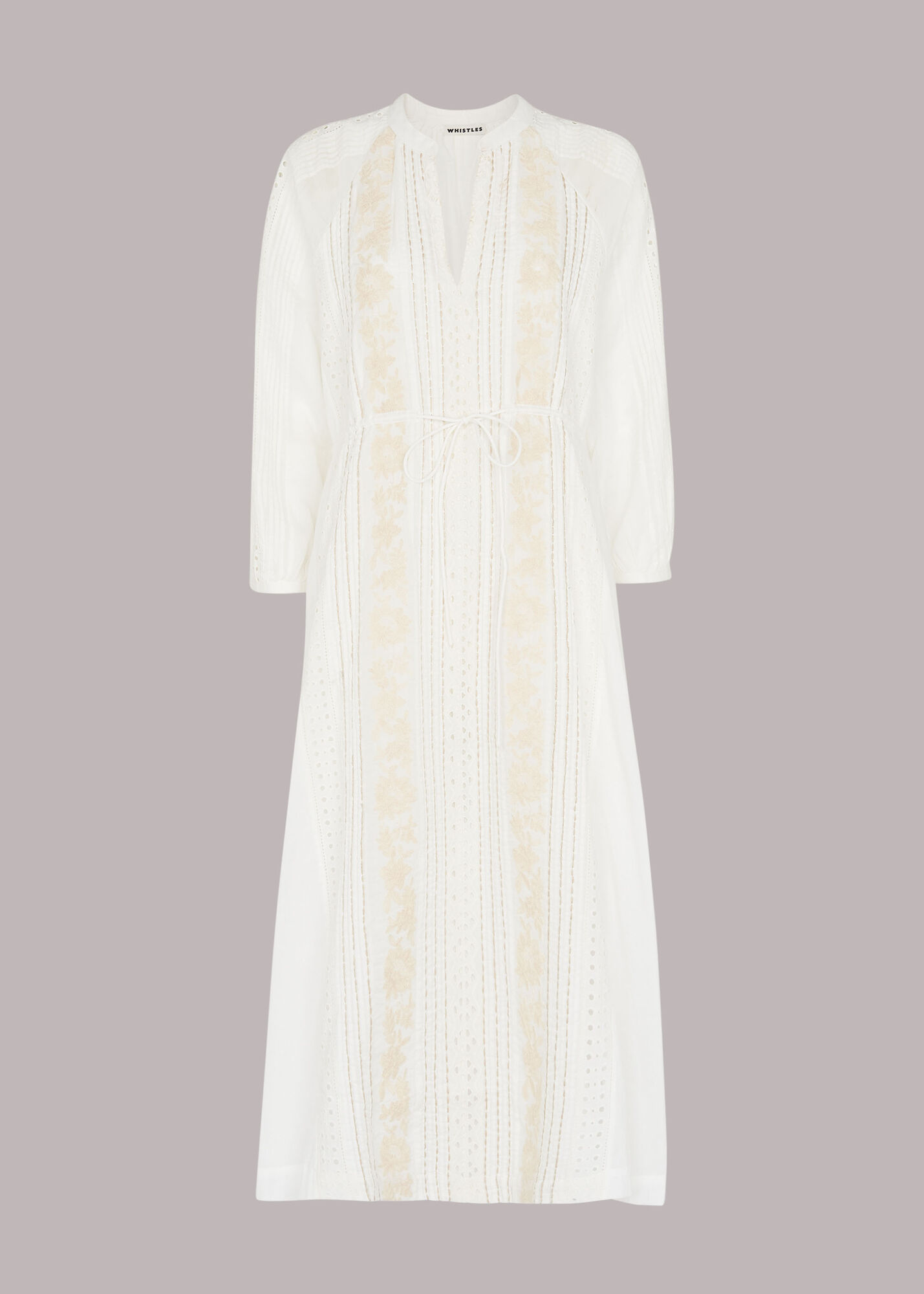 White Cotton Embroidered Dress WHISTLES